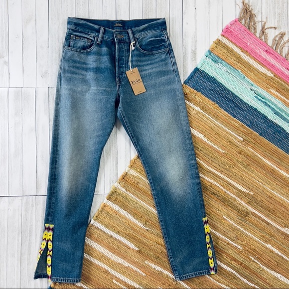 Polo by Ralph Lauren The Callen High Rise Slim Jean Beaded Split Hem - Picture 4 of 16